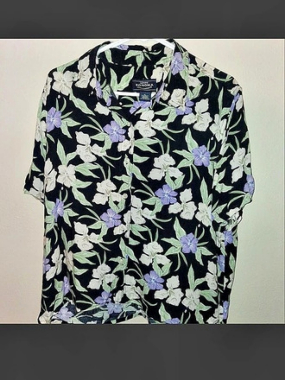 Sonoma Floral Blouse in Black & Purple Size Medium Like New